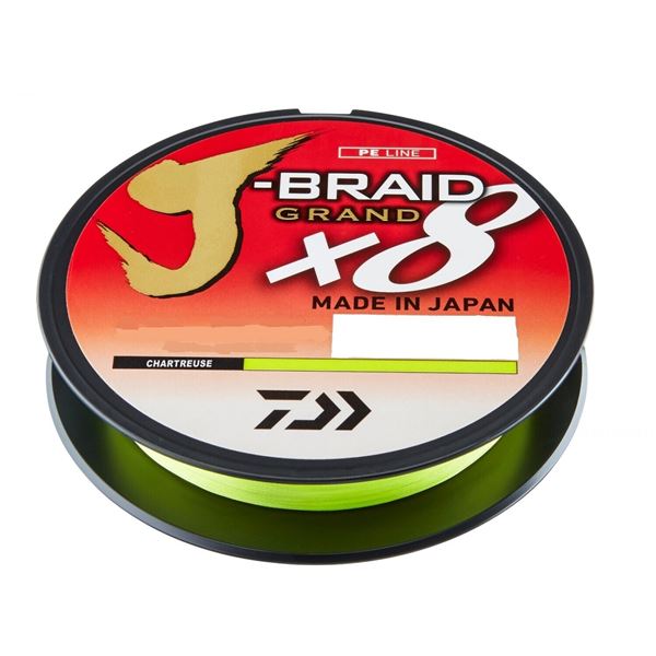 Daiwa J-Braid Grand X 8 Chartreuse 8 lb 150 Yards Sku JBGD8U8-150CH