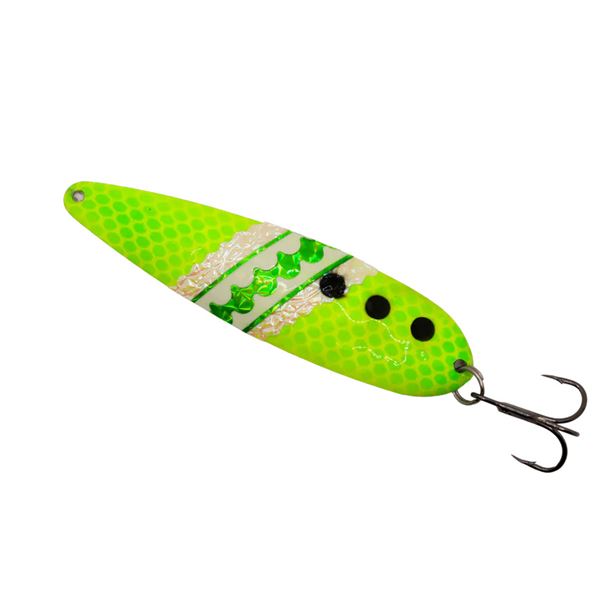 TNT Premium Lures Silver Back Spoons  Radioactive Frog 5" Magnum Sku PTH50002S