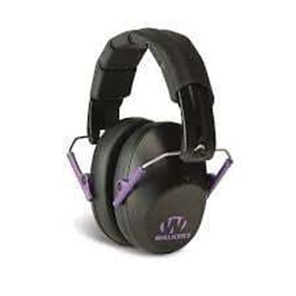 Walker's Pro Low Profile Passive Folding Muffs Black/Purple Sku GWPFPM1BKPU