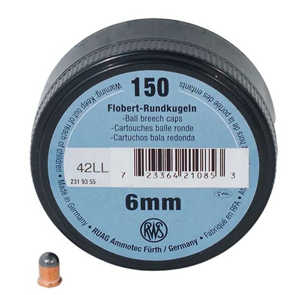 RWS Flobert-Rundkugein 6mm Ball Breech Caps (150 Count) Sku 2319355