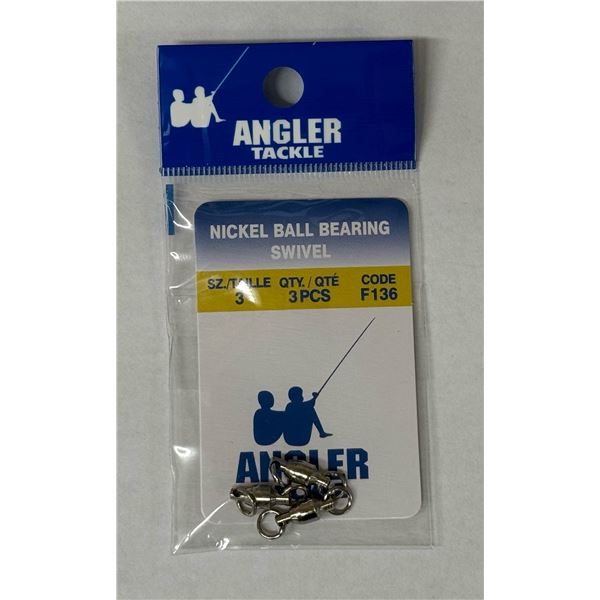 Angler Tackle Nickel Ball Bearing Swivel Size 3 (3 Pack) Sku F136-03