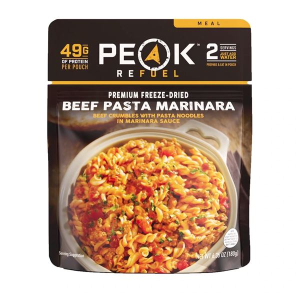 Peak Refuel Pouch Premium Freeze-Dried Meals Beef Pasta Marinara Sku 601762