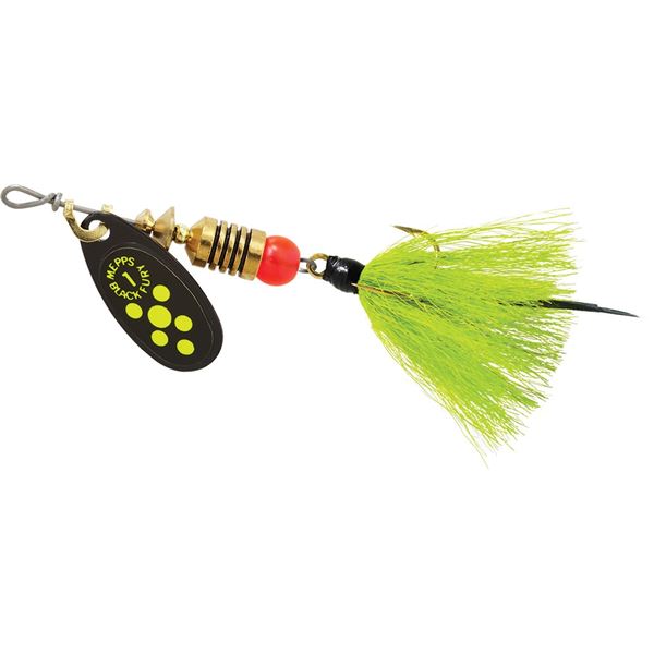 Mepps Black Fury Dressed Spinner Chartreuse Dot Size 1 (1/8oz) Sku BF1DCH