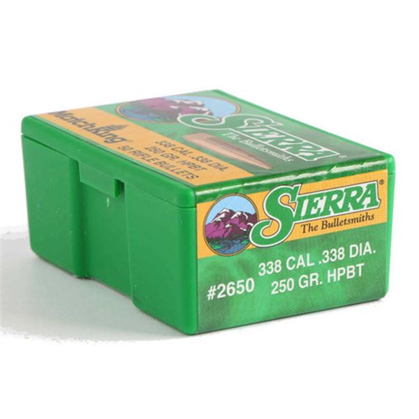 Sierra Matchking 338 Cal .338 Dia 250 Grain HPBT (50 Count) Sku 2650