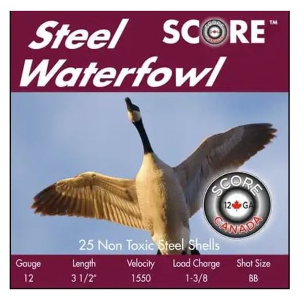 Score Steel Waterfowl 12GA 3" Shot #BB (25 Rounds) Sku 12.S.1550.11/8.3.BB