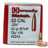 Image 1 : Hornady Match 22 Cal 52 Grain BTHP (100 Count) Sku 2249