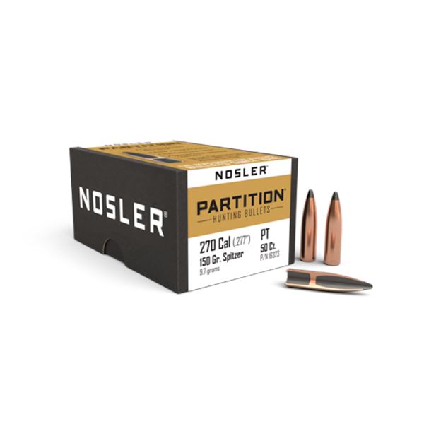 Nosler Partition 270 Caliber (.277") Spitzer 150 Grain (50 Count) Sku 16323