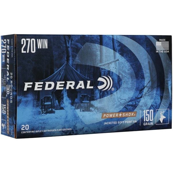 Federal Power-Shok 270 Win Soft Point 150 Grain (20 Rounds) Sku 270B