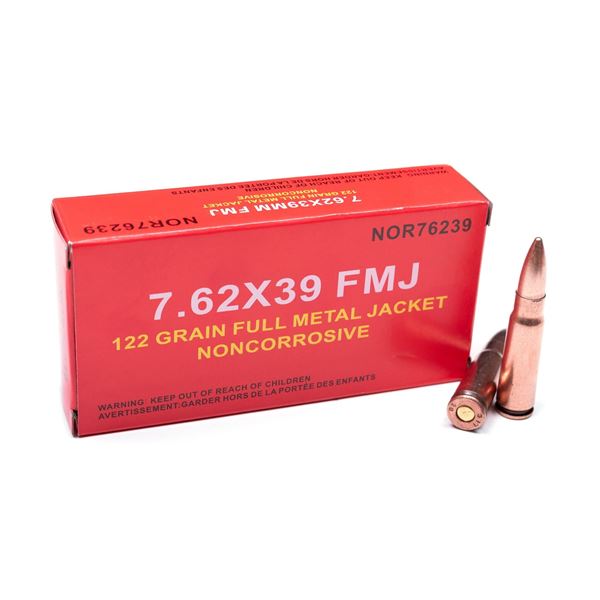 Norinco 7.62x39 122 Grain FMJ Non-Corrosive (20 Rounds) Sku NOR76239