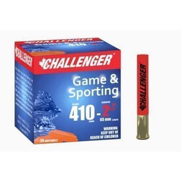 ChallengerGAme Load 410GA 2 1/2" 1/2oz Shot #4 (25 Rounds) Sku 10064