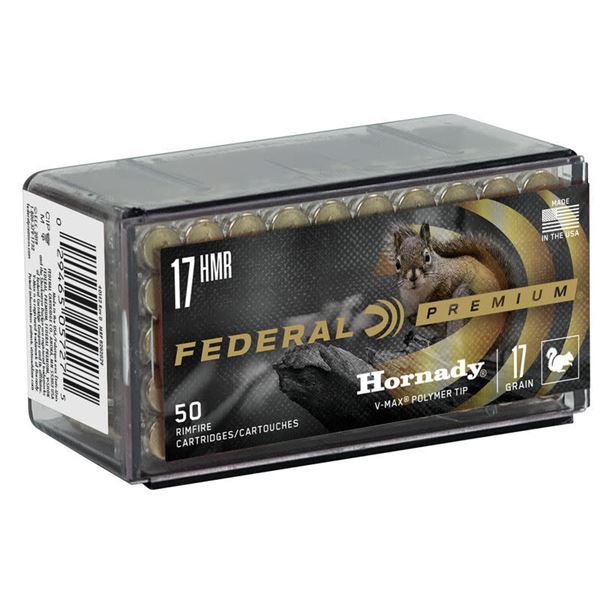 Federal Premium 17 HMR Hornady 17Gr. V-Plex Polymer Tip (50 Rounds) Sku P771