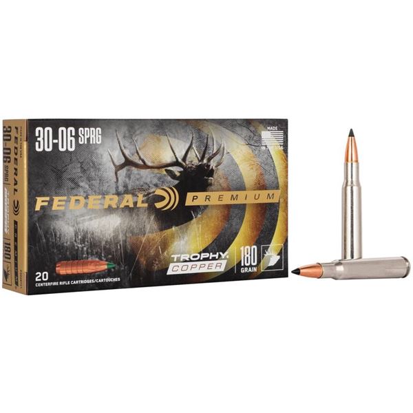 Federal Premium Trophy Copper 30-06 SPRG 180 Grain (20 Rounds) Sku P3006TC1