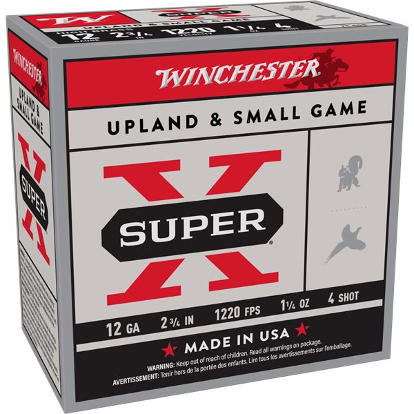 Winchester Super-X High Brass 12GA 2 3/4" 1 1/4oz. Shot #4 Sku X12P4