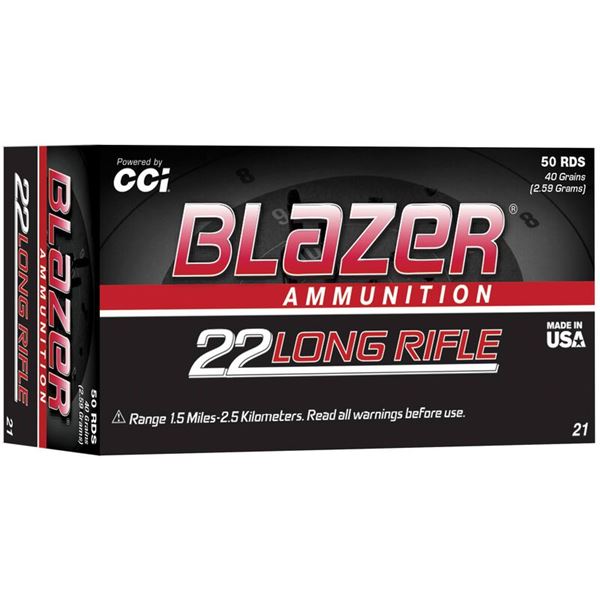 Blazer Rimfire 22 LR Lead Round Nose 40 Grain 500 Rounds Sku 21