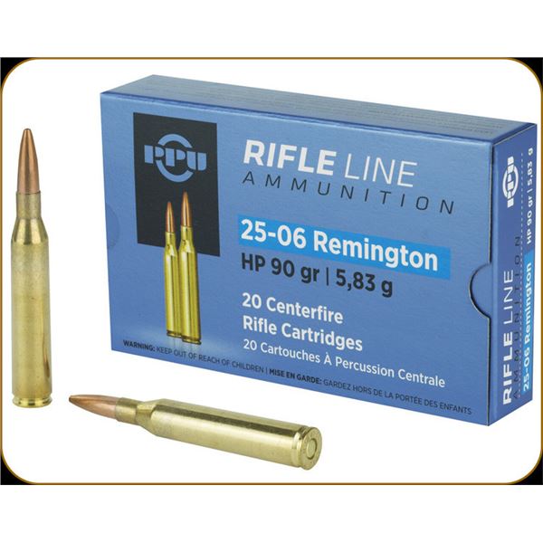 PPU Rifleline 25-06 Rem 90 Grain HP (20 Rounds) Sku PP2506H