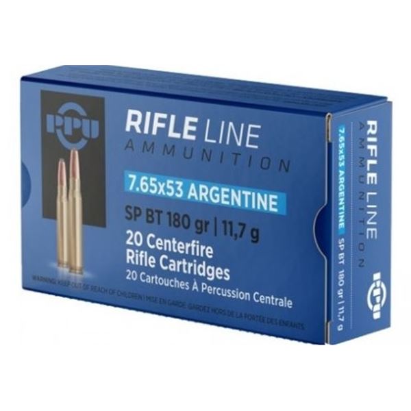 PPU Rifle Line 7.65x53 Argentine 180 Grain SP BT (20 Rounds) Sku PP7AS