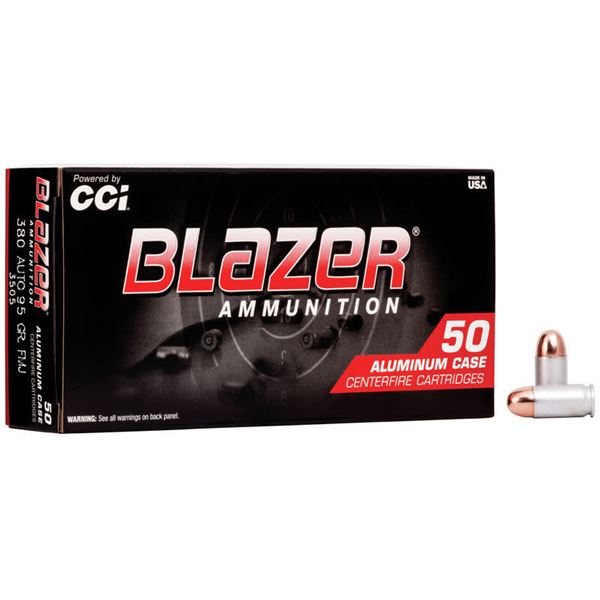 CCI Blazer 380 Auto 95 Grain FMJ Case (50 Rounds) Sku 3505