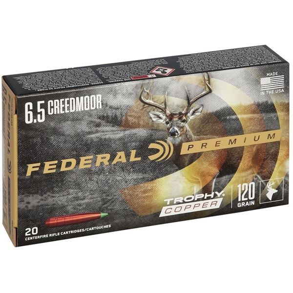 Federal Premium 6.5 Creedmoor 120 Grain Trophy Copper (20 Rounds) Sku P65CRDTC1