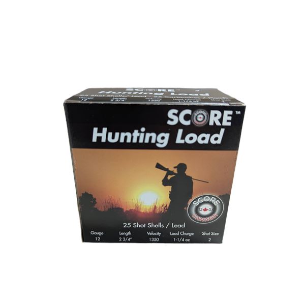 Score Lead 12GA 2 3/4" 1 1/4oz #2 (25 Rounds) Sku 12GALEAD02