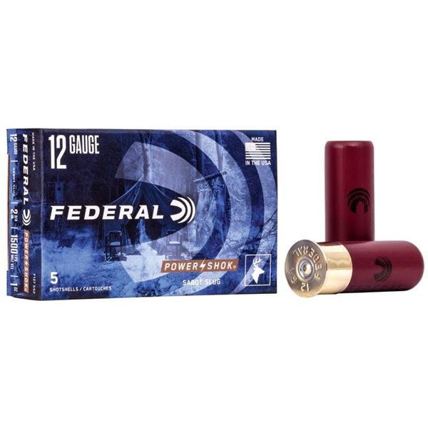 Federal Power-Shok 12GA 2 3/4" 1 oz Sabot Slug (5 Rounds) Sku F127-SS2