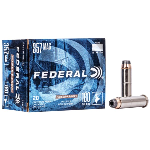 Federal Power Shok 357 Mag 180 Grain Jacketed Hollow Point (20 Rounds) Sku C357G