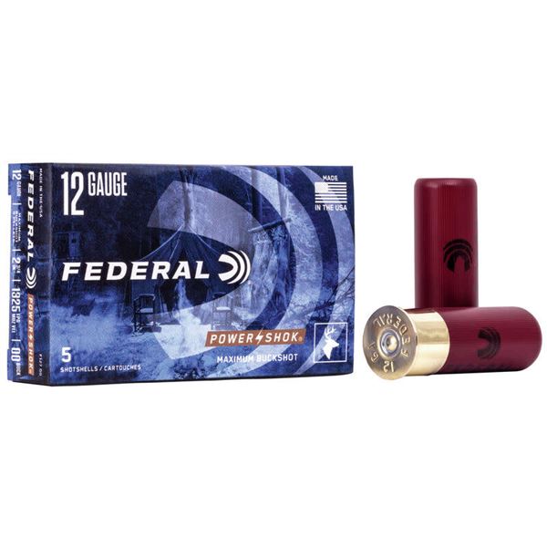 Federal Power-Shok 12GA 2 3/4" 00 Buckshot (5 Rounds) Sku F12700