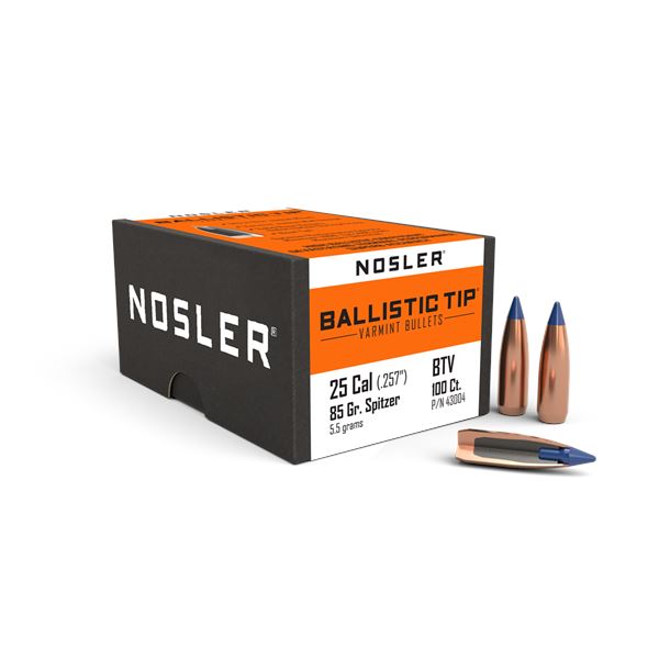 Nosler Ballistic Tip Varmint 25 Cal. 85 Grain Spitzer Sku 43004
