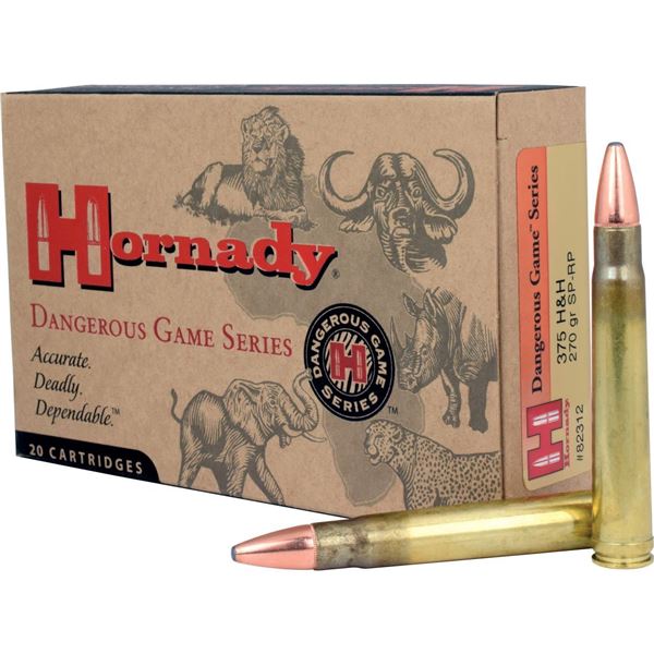 Hornady Dangerous Game 375 Ruger 270 Grain SP-RP (20 Cartridges) Sku 8231