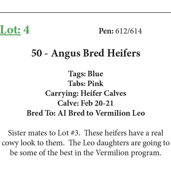 50 Bred Heifers Base Weight: 1050