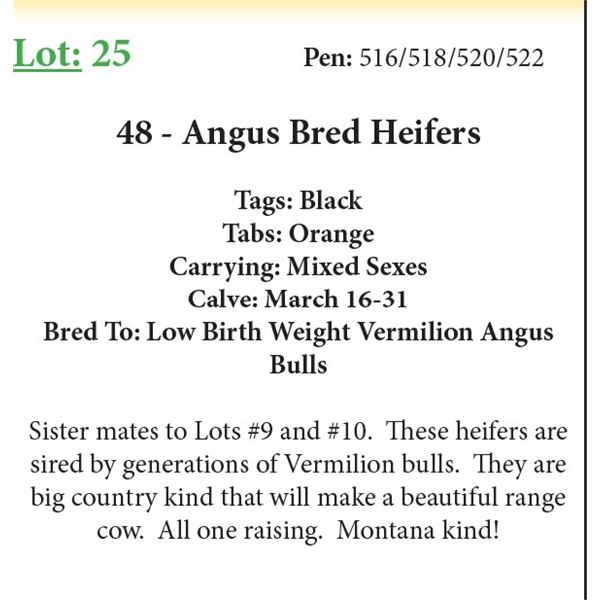 48 Bred Heifers Base Weight: 1050