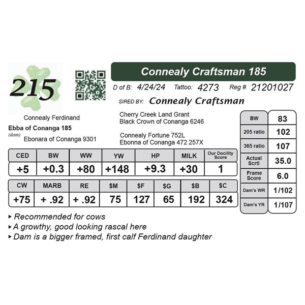 Connealy Craftsman 185