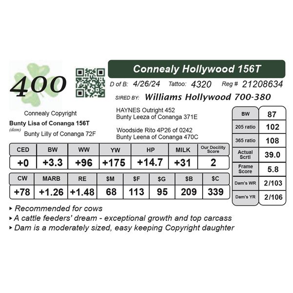 Connealy Hollywood 156T