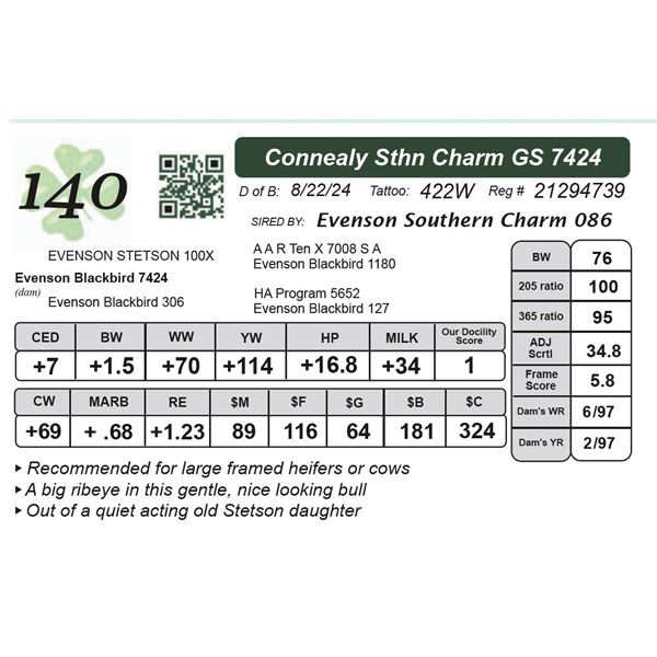 Connealy Sthn Charm GS 7424