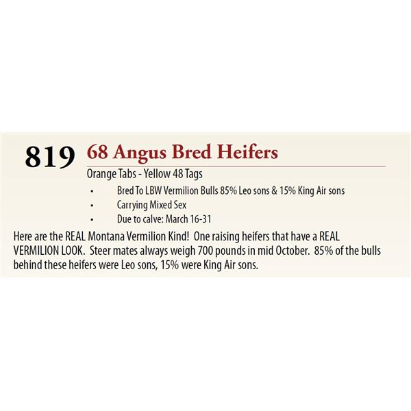 68 Pasture Bred Heifers