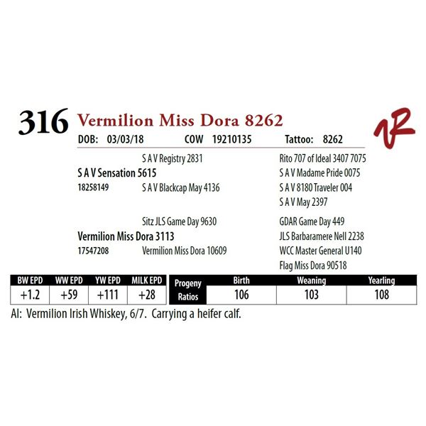 VERMILION MISS DORA 8262