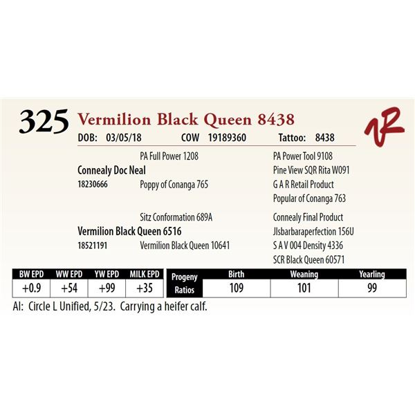 VERMILION BLACK QUEEN 8438