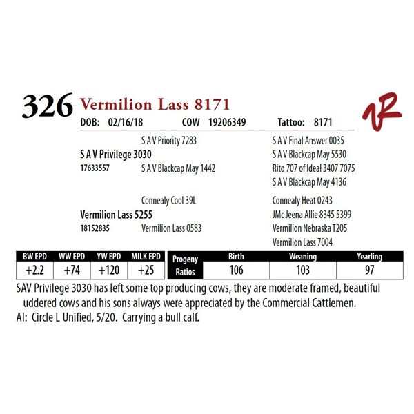 VERMILION LASS 8171