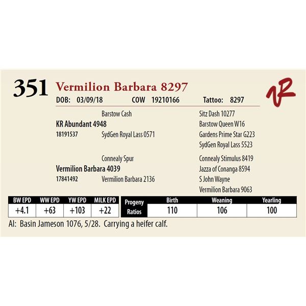 VERMILION BARBARA 8297