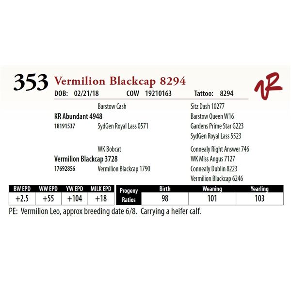 VERMILION BLACKCAP 8294