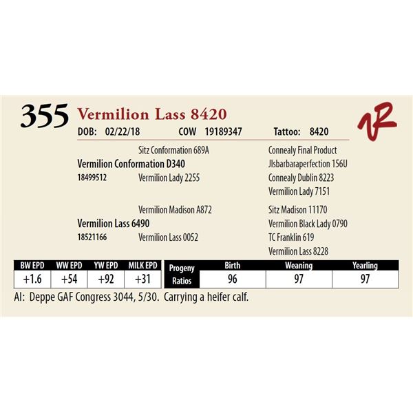 VERMILION LASS 8420