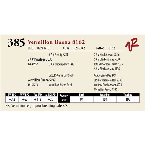 VERMILION BUENA 8162