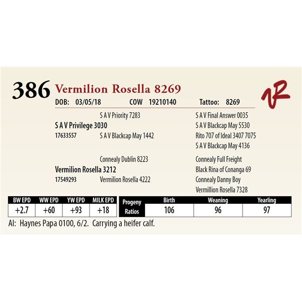 VERMILION ROSELLA 8269