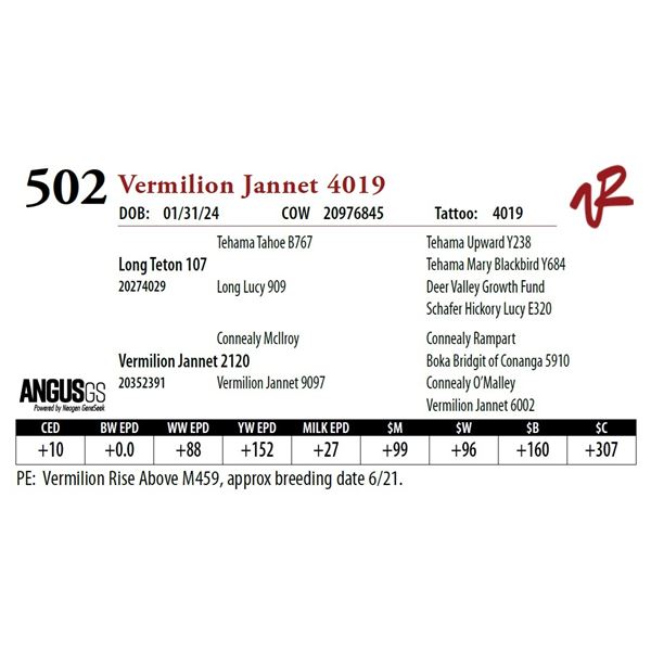 VERMILION JANNET 4019