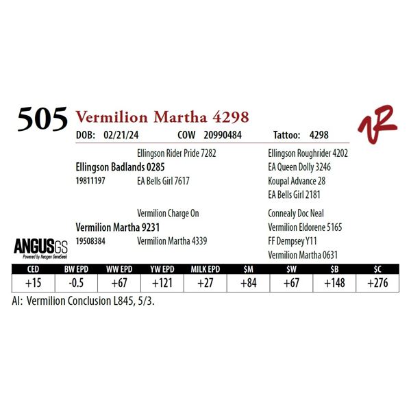 VERMILION MARTHA 4298