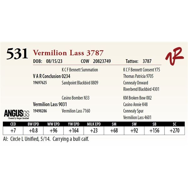 VERMILION LASS 3787