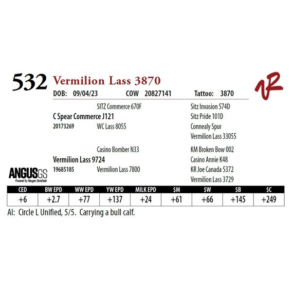 VERMILION LASS 3870