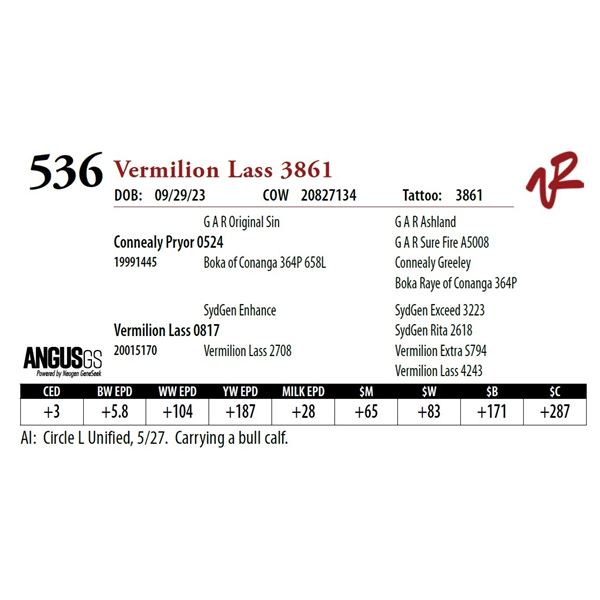 VERMILION LASS 3861