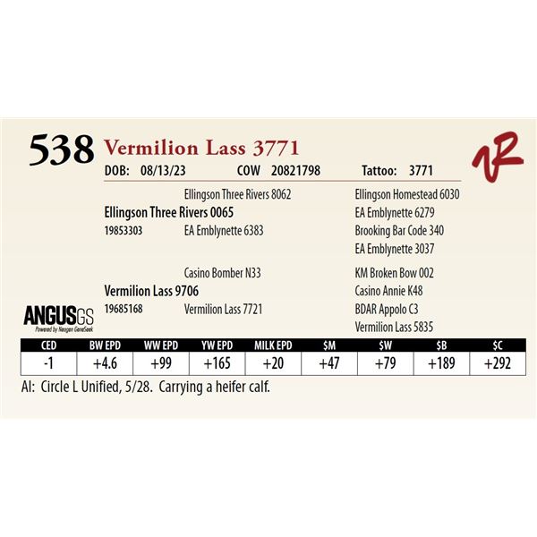 VERMILION LASS 3771