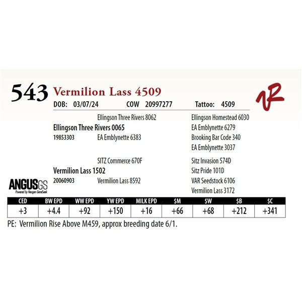 VERMILION LASS 4509