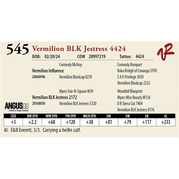 VERMILION BLK JESTRESS 4424